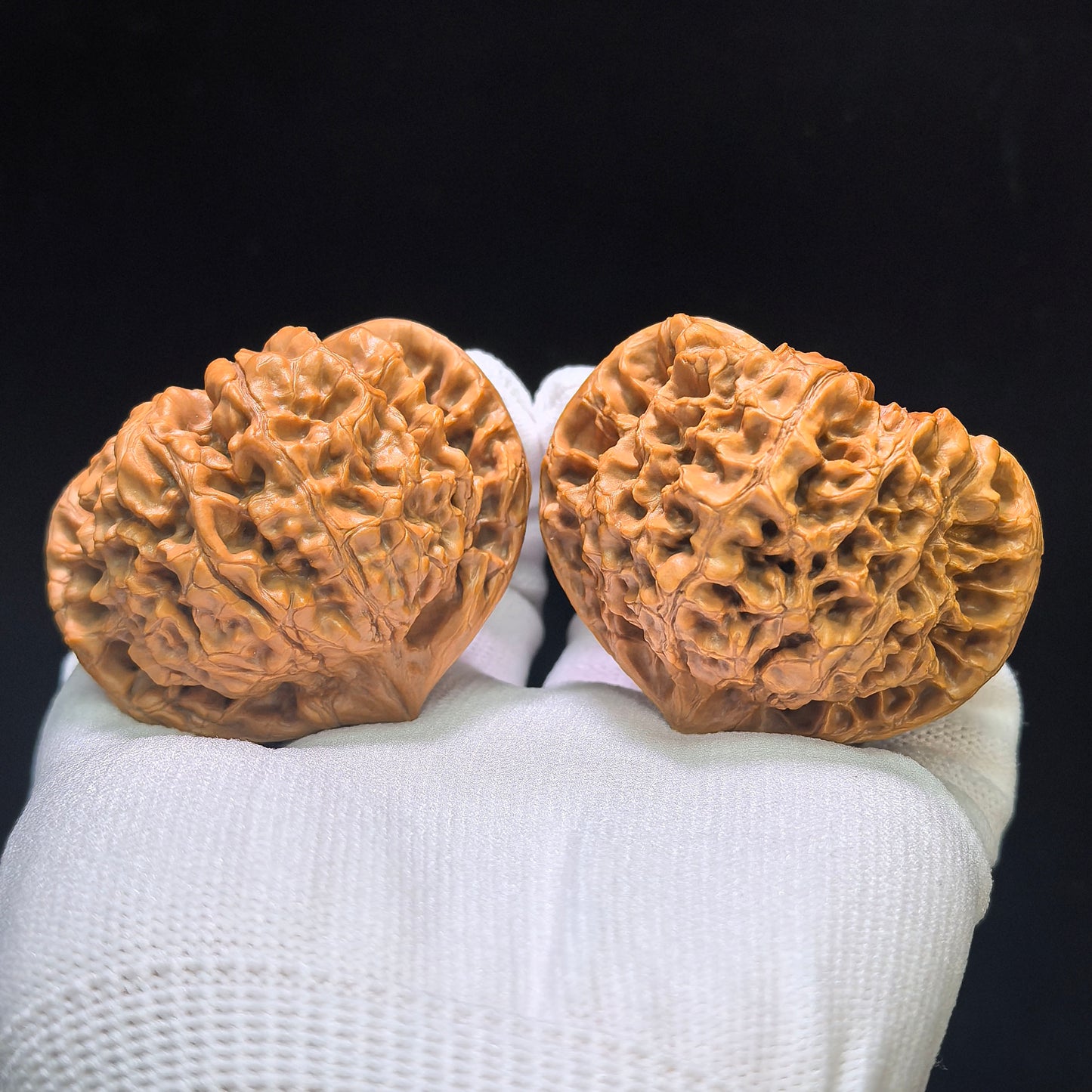 "Kylin Texture Low Profile Concave Base" Qilinwen Aizhuang Aodi Wenwan Walnuts Pair | 52.0mm x 46.0mm | QLW-1551C