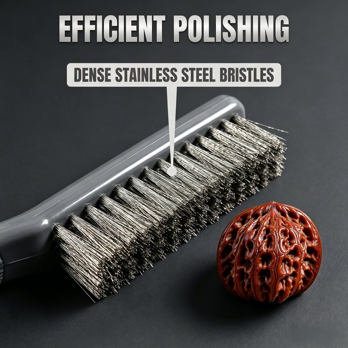 Professional Wenwan Walnut Wire Brush Set | Soft 304 Steel Polishing Brush & Single-Row Hard Steel Cleaning Brush