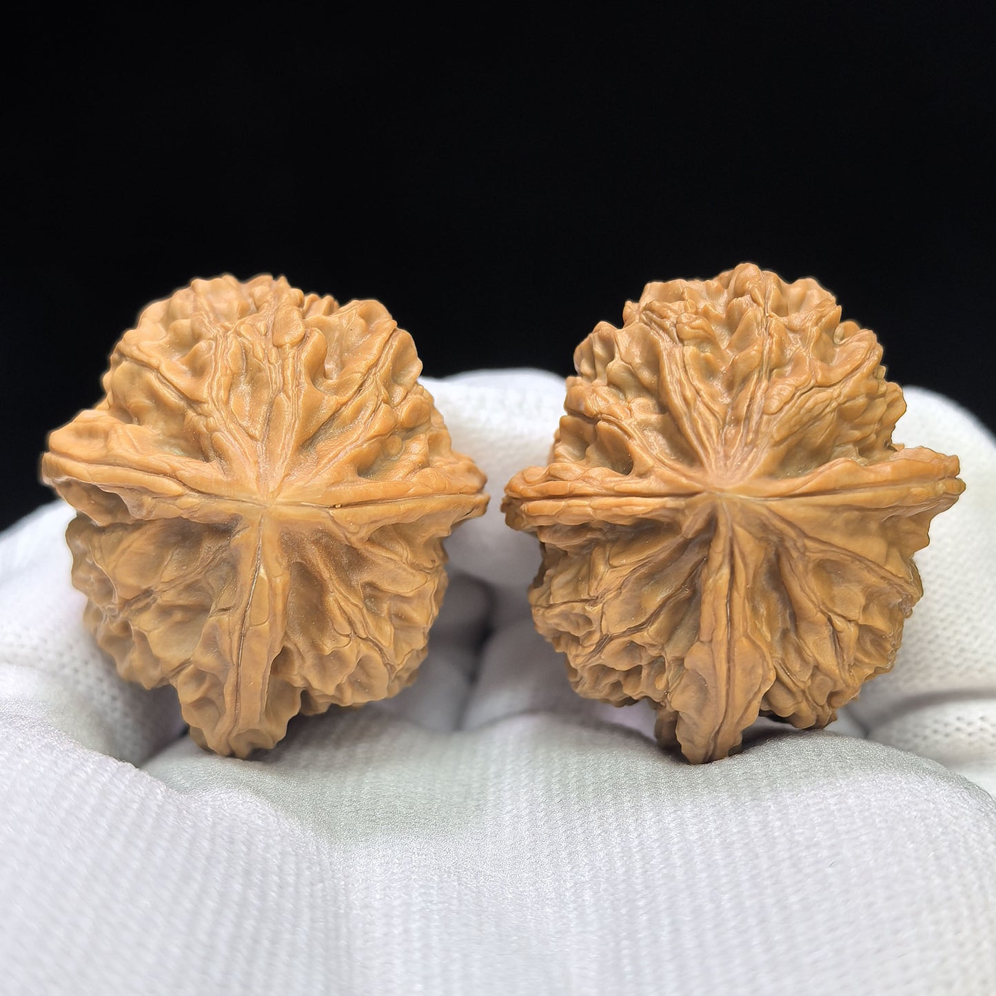 "Imperial Jade Seal Three-Ribbed" Yuxi Sanleng Multi-Ribbed Wenwan Walnuts Pair | 34.0mm x 37.0mm | YSSN-C225E