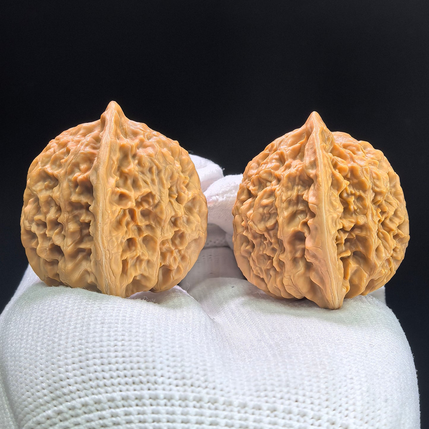 Peach Heart Xialingling (Xia Yun Ling) Scholar Walnuts Pair | 39.0mm x 37.0mm | Compact Ingot Silhouette | Stock ID: XYL-1402