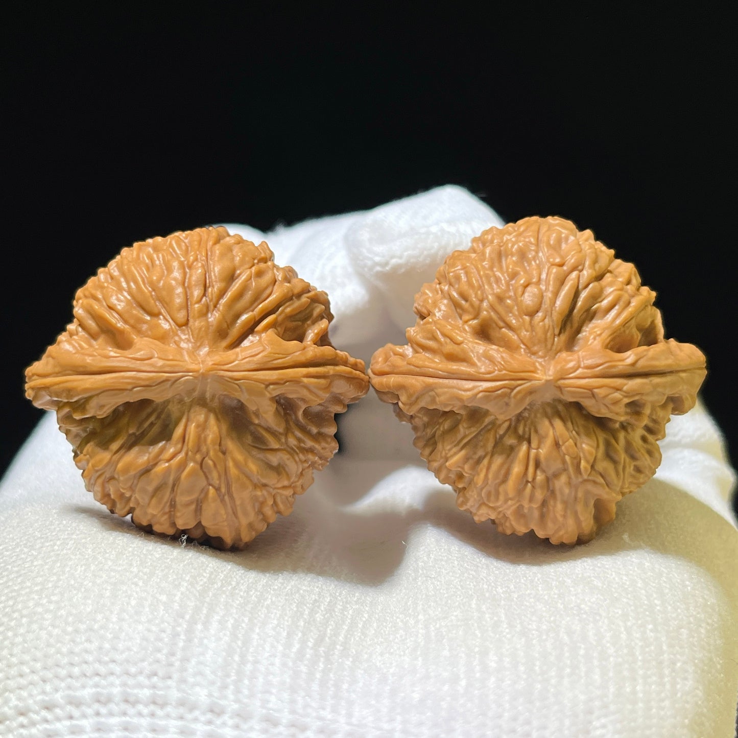 "Concealed Apex White Lion Head" Menjian Bai Shishi Wenwan Walnuts Pair | 35.0mm x 34.0mm | MJBSZ-1101