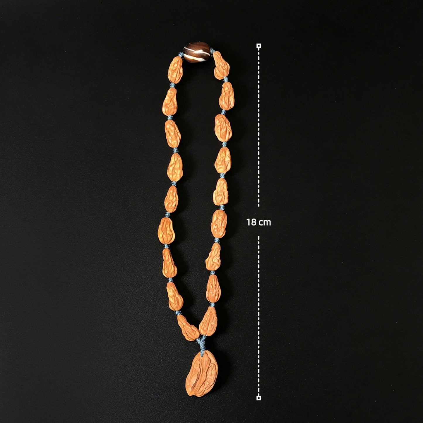 The "Songshan Sunflower Seed" (Gua Zi) Meditative Hand-Strand | 18-Piece Set with Agate Accent | SSGZ-1201E