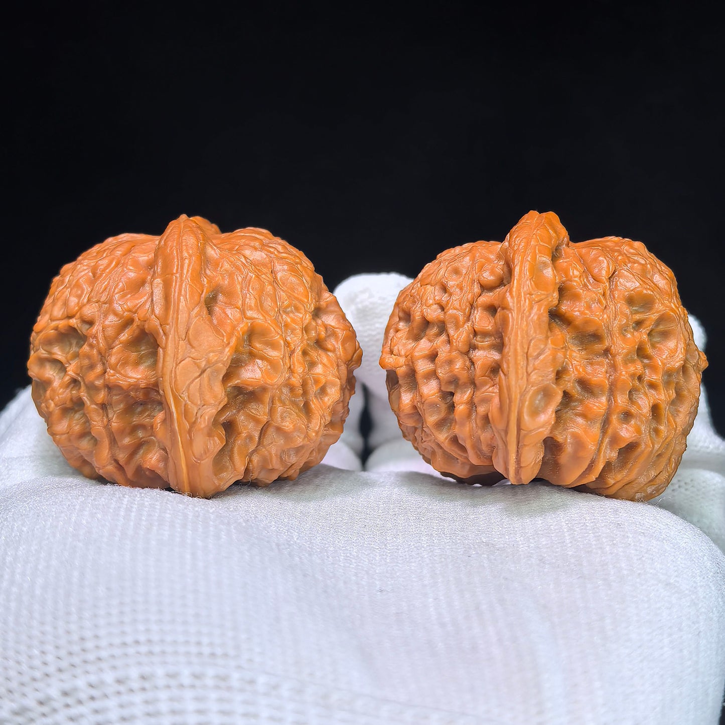 Premium Xue Qi Lin Wenwan Walnuts 45x42mm - Pair #XQL-1301C - Blood Kylin Lion Head Hand Exerciser - Heavy Scale Texture Fidget Toy