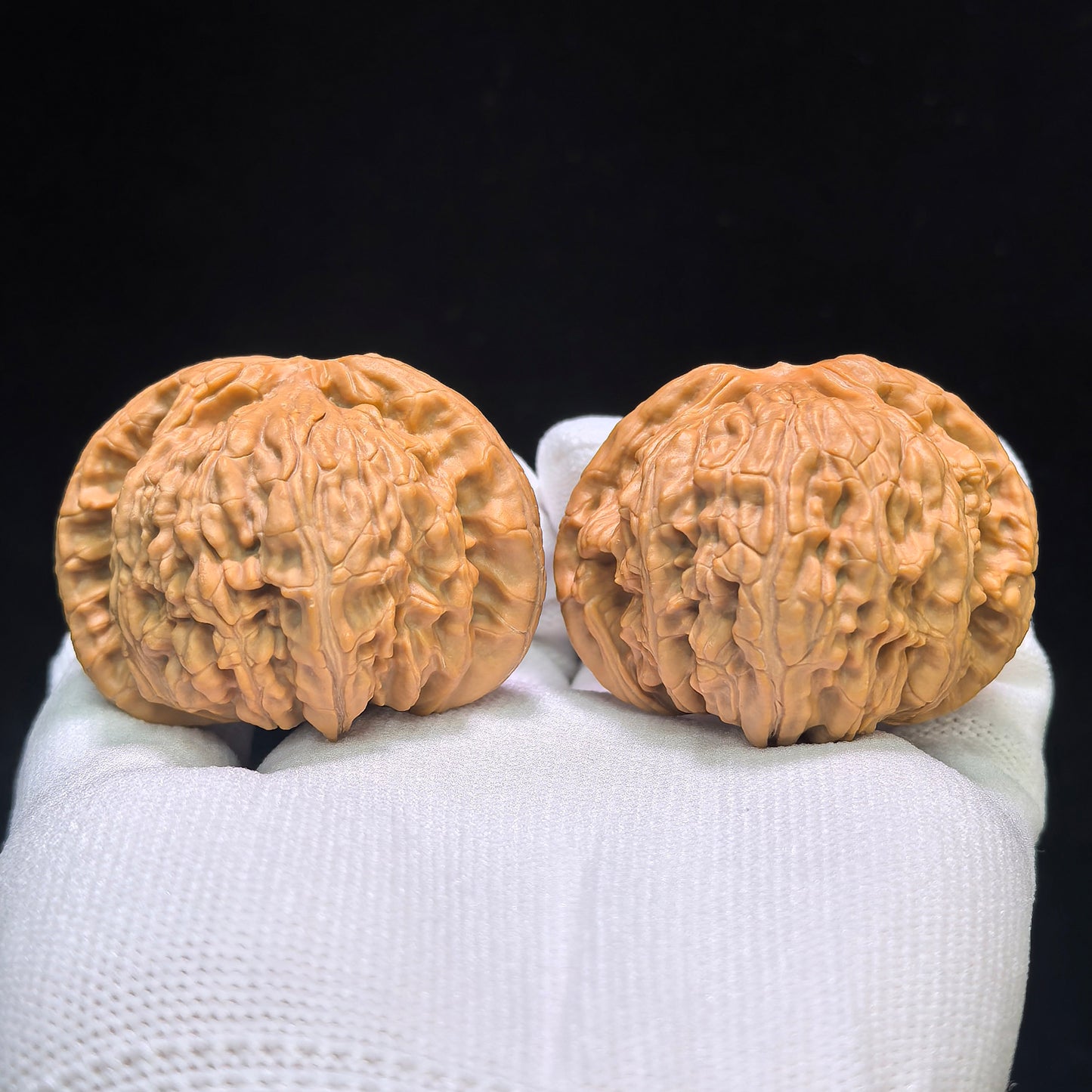 "White Lion" Baishizi Wenwan Walnuts (Pair) | 46.0mm x 43.0mm | Stock ID: BSJ-1553C