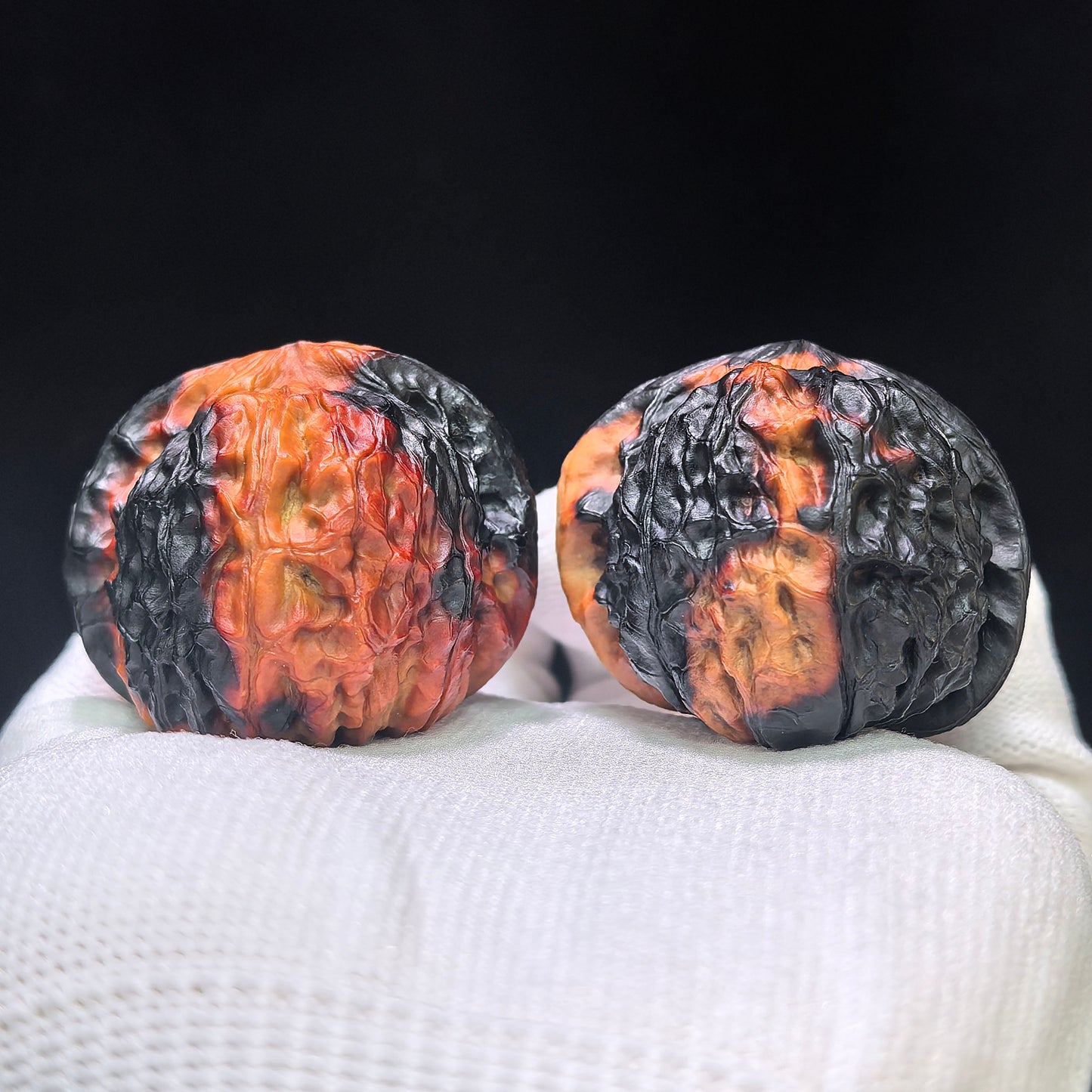 "Earth-Muffled Pumpkin Pier" (Di Men Gua Dun) Scholar Walnuts | Inlaid Rotatable Dragon Head Navels | 41.0mm x 45.0mm | High-Contrast Dual-Tone Masterpiece | Stock ID: DMLGD-101SY