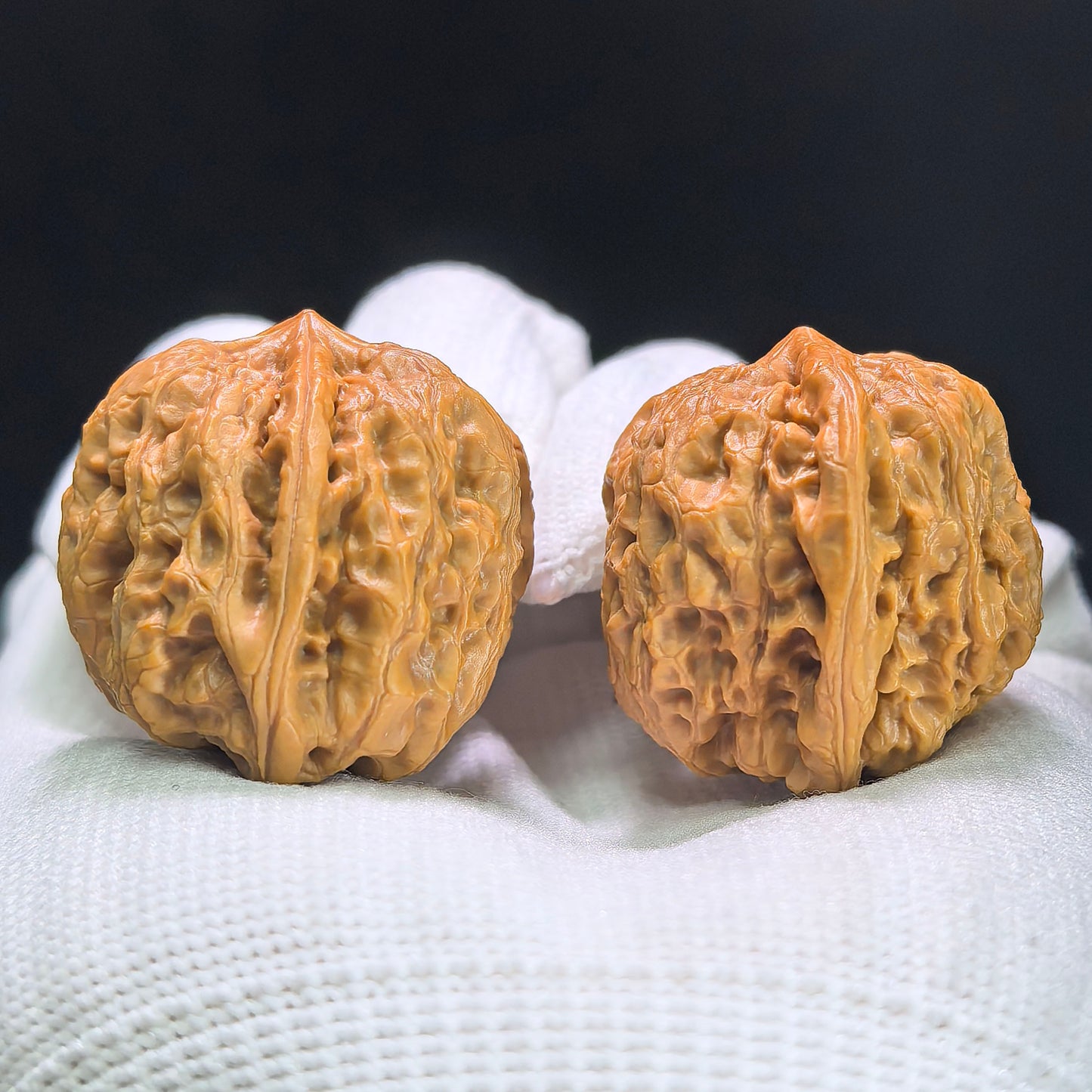 "Rain Flower Stone" Yuhuashi Hand-Twist Shou Nian Wenwan Walnuts (Pair) | 31.0mm x 31.0mm | Stock ID: YHS-1404