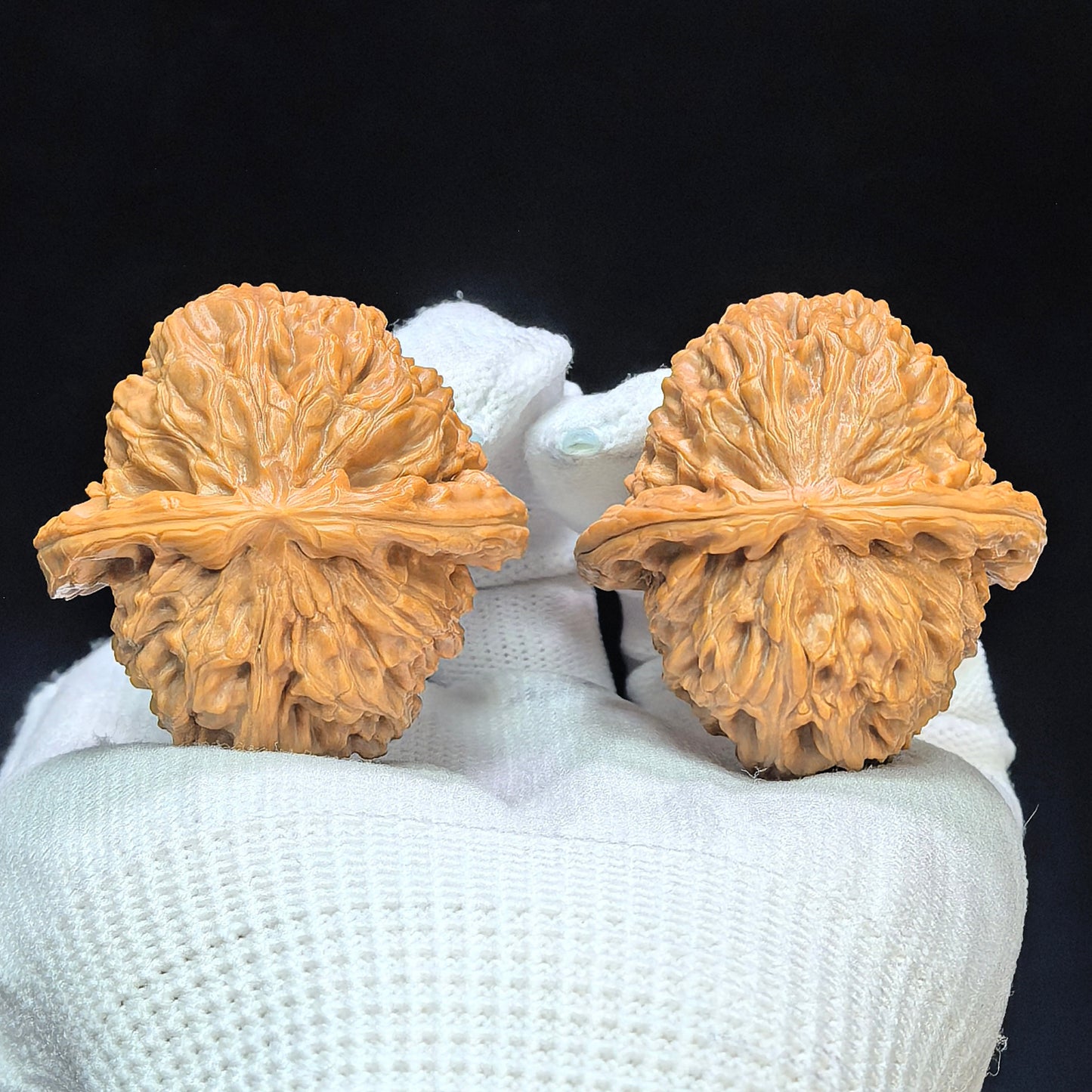 "Spherical White Lionhead" Qiuxing Baishizi QXBSJ-1504C Low-Profile Wenwan Walnuts Pair | 39.0mm x 40.0mm | QXBSJ-1504C