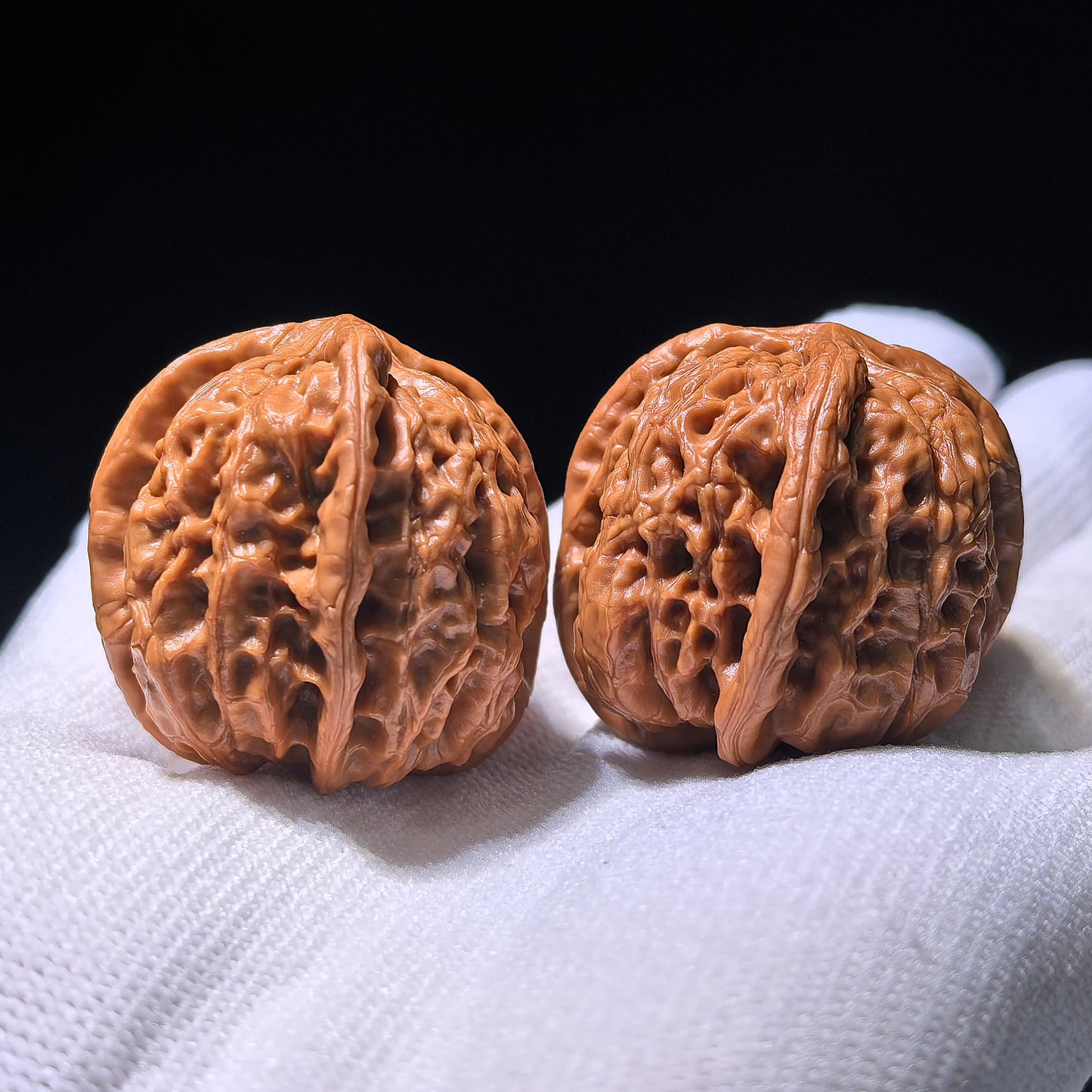 Collector-Grade "Yuhua Stone" (Rain Flower) Trident Three-Ridge Pair | 34.0mm x 35.0mm | YHSSN-1201E