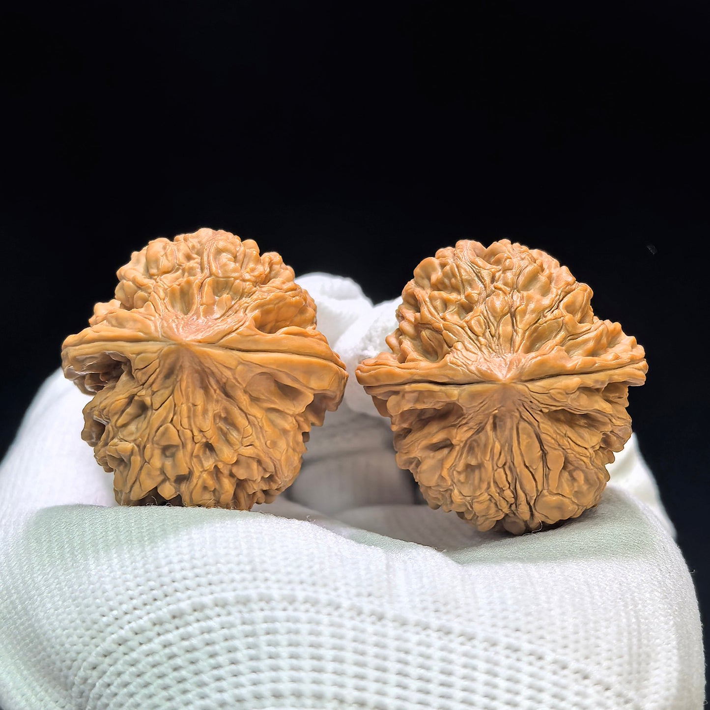"Red Brocade Carp" Hong Jinli HJL-1601 Low-Profile Wenwan Walnuts Pair | 34.0mm x 38.0mm | HJL-1601
