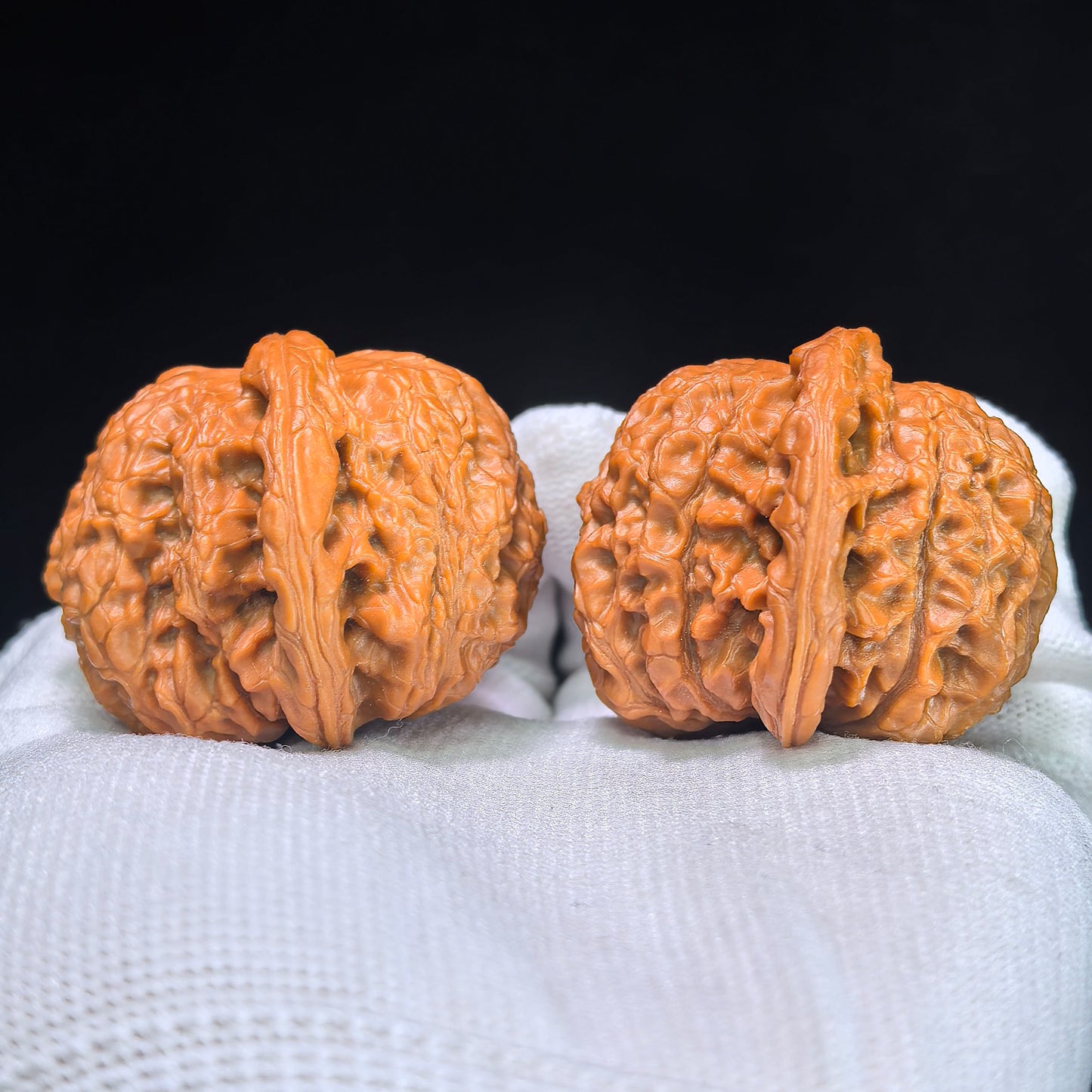 Premium Xue Qi Lin Wenwan Walnuts 45x42mm - Pair #XQL-1301C - Blood Kylin Lion Head Hand Exerciser - Heavy Scale Texture Fidget Toy
