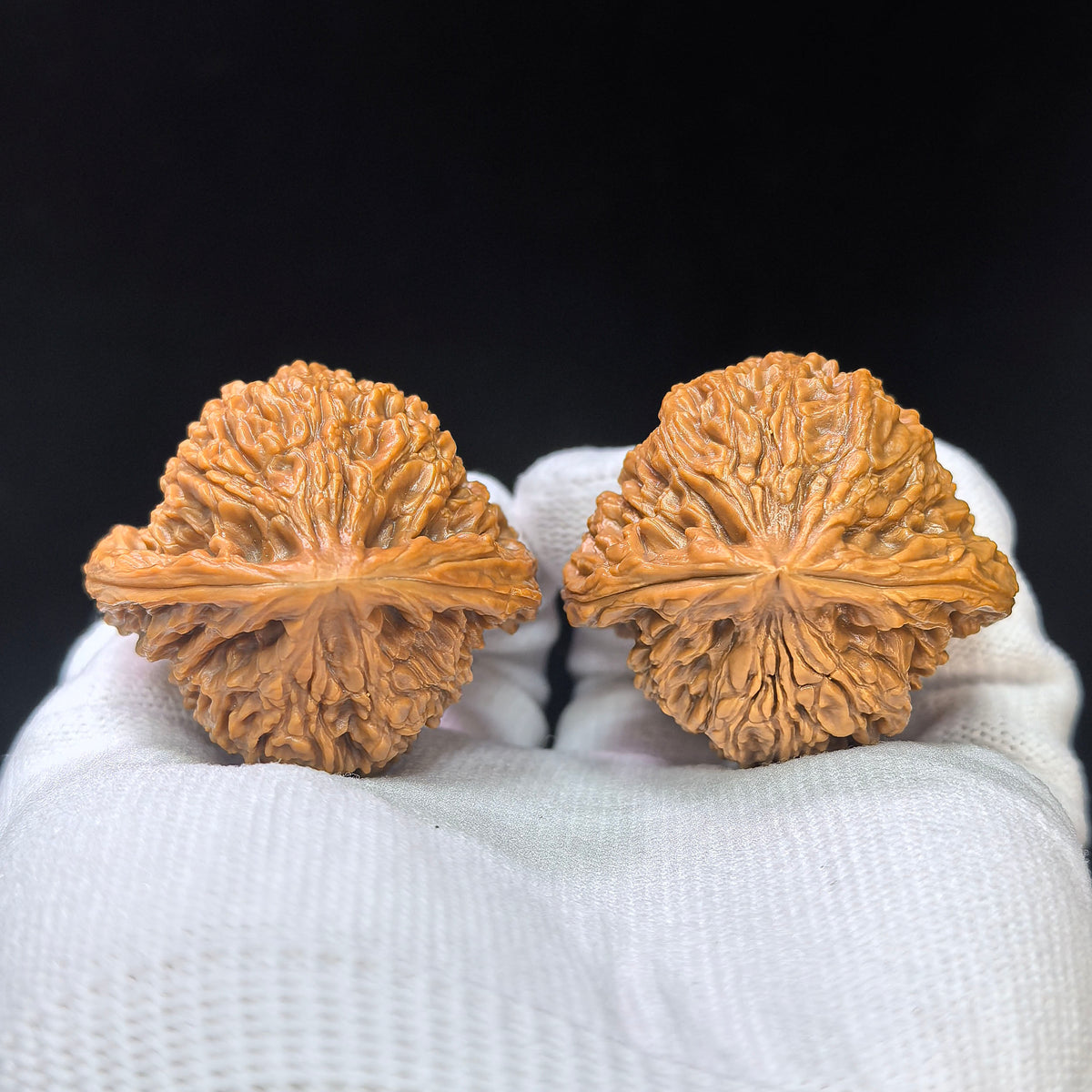 Peach-Heart Concave-Base Nanjiang Stone Wenwan Walnut Pair | 40.0mm x 38.0mm | TXBDNJS-17D9