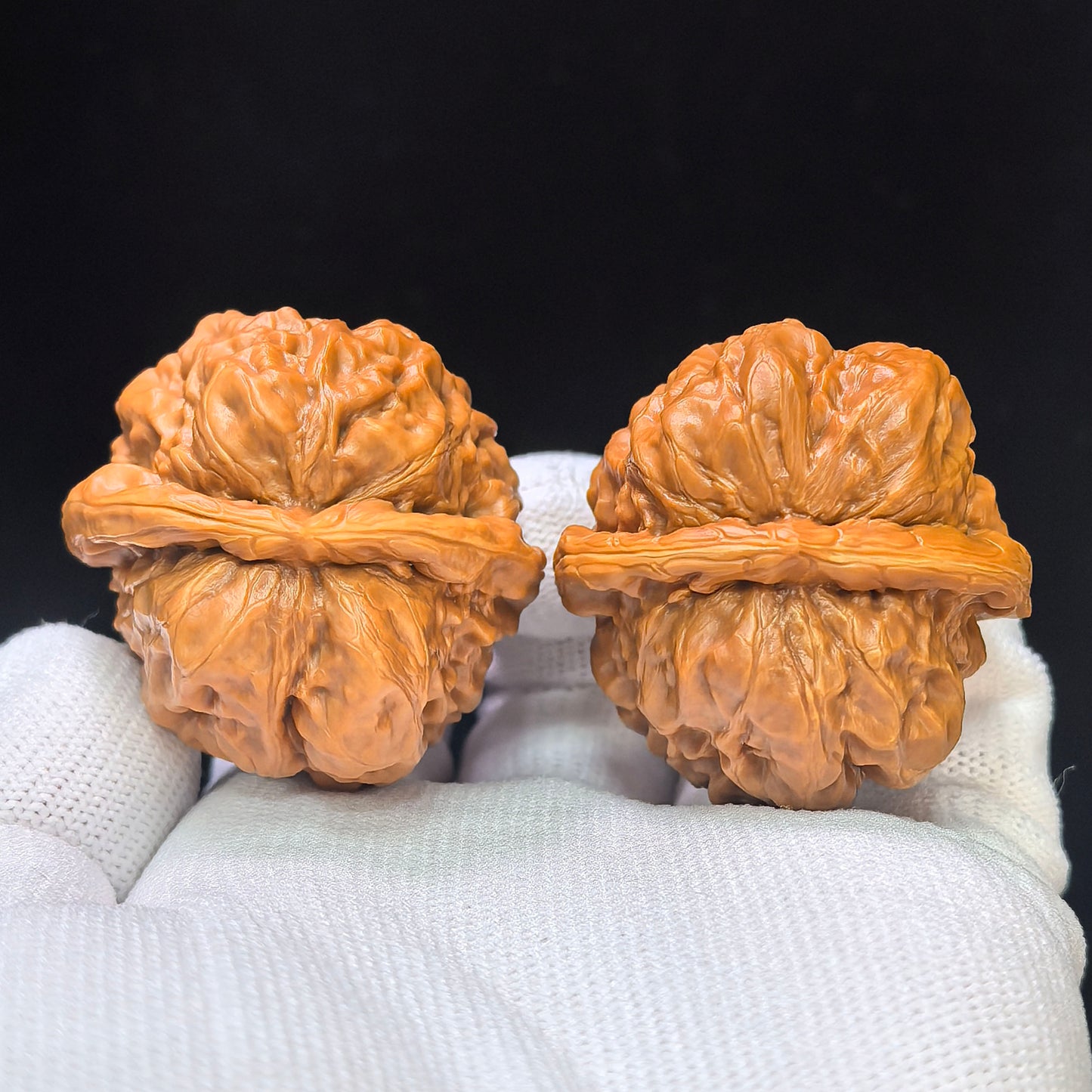 "Triangular Crystal Frog" Sanjiao Shuijingwa HMT-1502C Low-Profile Wenwan Walnuts Pair | 40.0mm x 41.0mm | HMT-1502C
