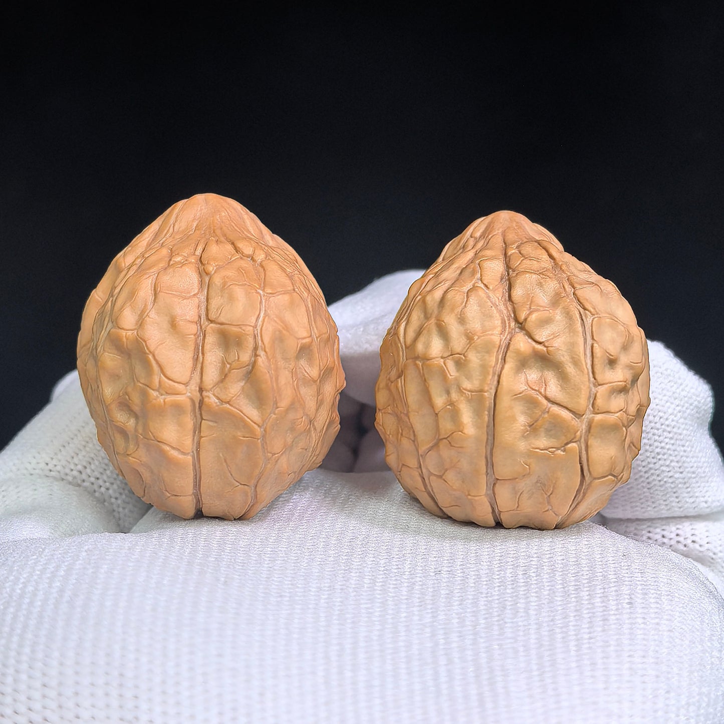 "Tortoise-Shell Half-Wall Turtle-Back" (Gui Jia Wen Ban Bi Gui Bei) Scholar Walnuts Pair | Same-Fruit Biological Twin Pair | 30.0mm x 36.0mm | Collector Grade E | Stock ID: GJWGB-SY1B3
