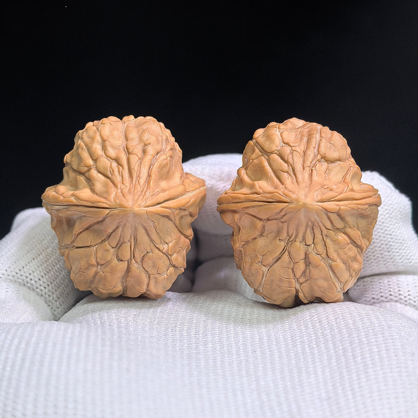 "Twin-Fruit Half-Wall Turtle Shell Grain" Guijiawen Tongguo Banbi Kucha GJW-SY1A0 Classic Wenwan Walnuts Pair | 31.0mm x 34.0mm | GJW-SY1A0