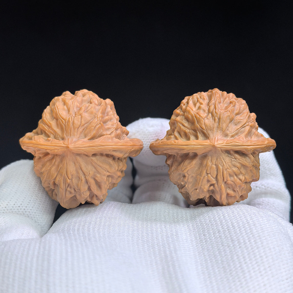 Round-Bodied Deep-Textured Porcelain Doll Wenwan Walnut Pair — 38.0mm x 38.0mm | CWW-17C1C