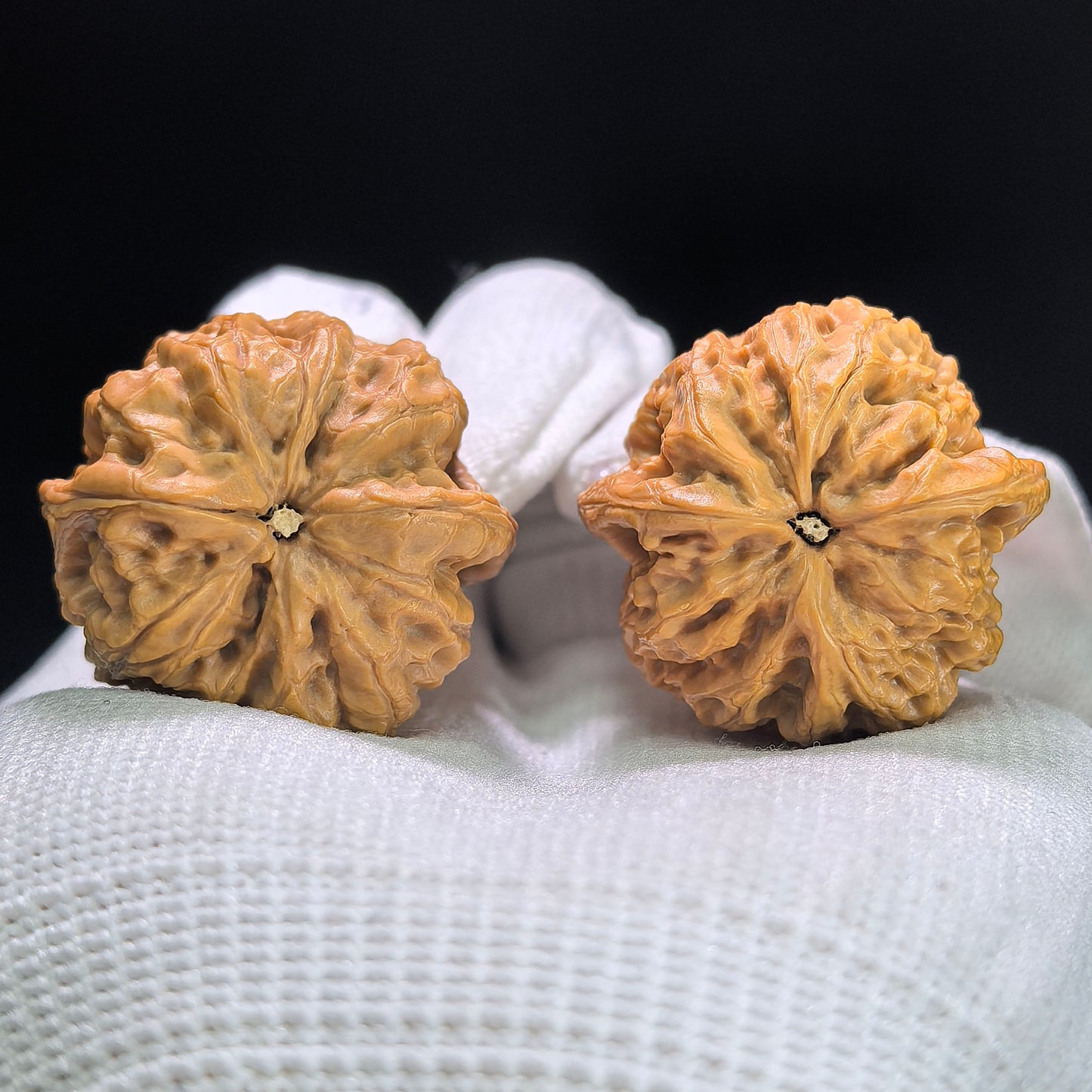 "Rain Flower Stone" Yuhuashi Hand-Twist Shou Nian Wenwan Walnuts (Pair) | 31.0mm x 31.0mm | Stock ID: YHS-1404