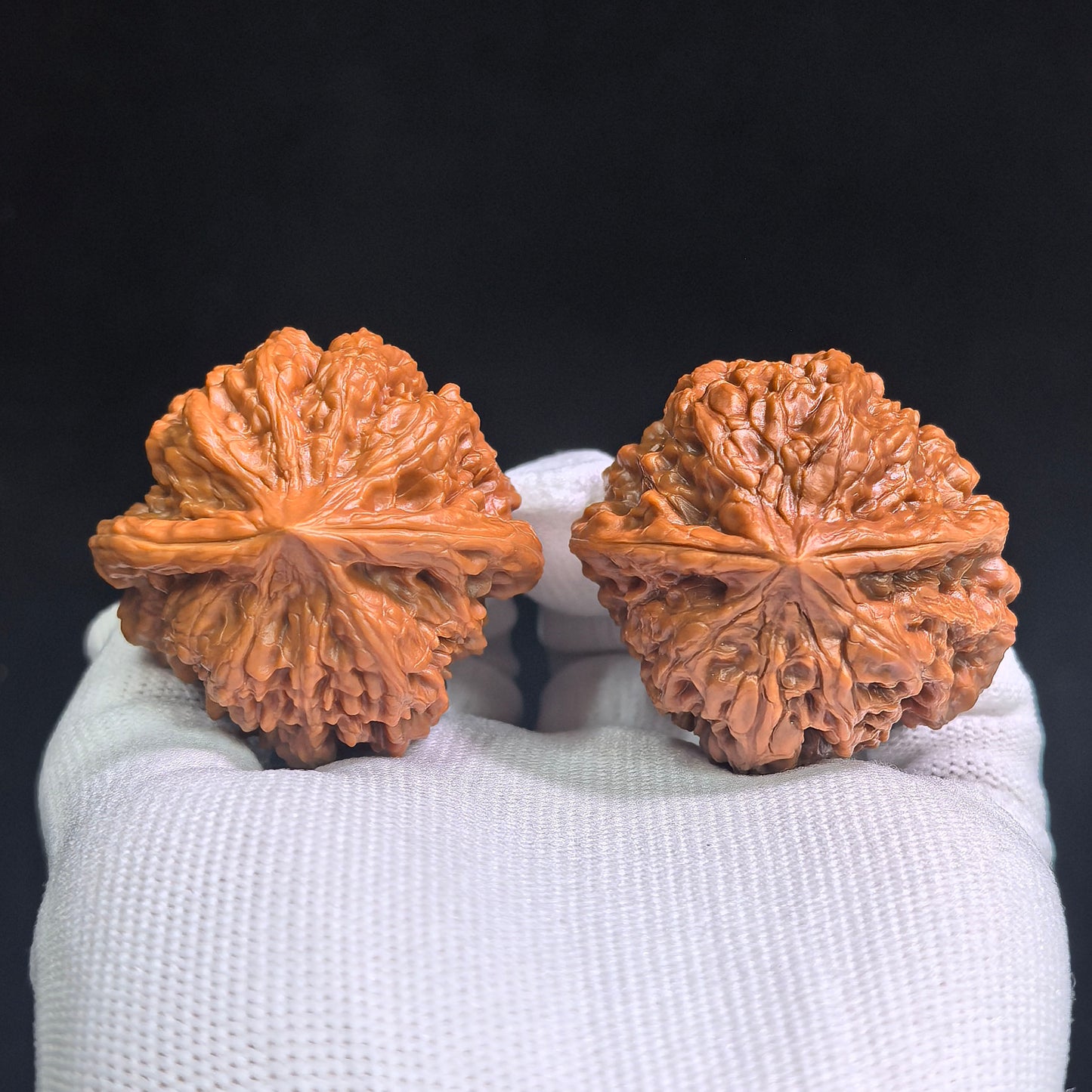 "Triangular Peach Heart Concave Base Palace Lantern" Sanjiao Taoxin Aodi Gongdeng GD-SY1A6 Low-Profile Wenwan Walnuts Pair | 42.0mm x 42.0mm | GD-SY1A6