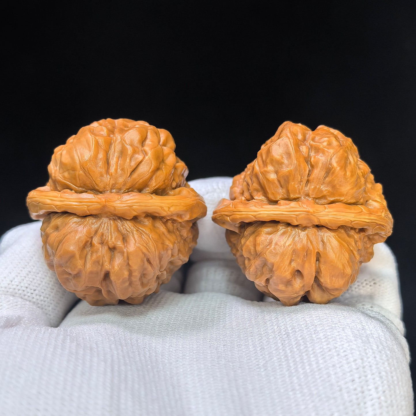 "Crystal Toad Frog" Chanchu Shuijingwa HMT-1503C Low-Profile Wenwan Walnuts Pair | 38.0mm x 40.0mm | HMT-1503C
