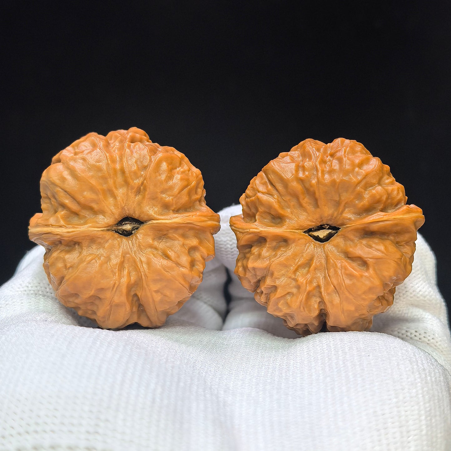 "Toad Head" (Ha Ma Tou) Scholar Walnuts Pair | 38.0mm x 42.0mm | Deep-Belly Low-Profile Stance | S+ Grade | Stock ID: HMT-1505C