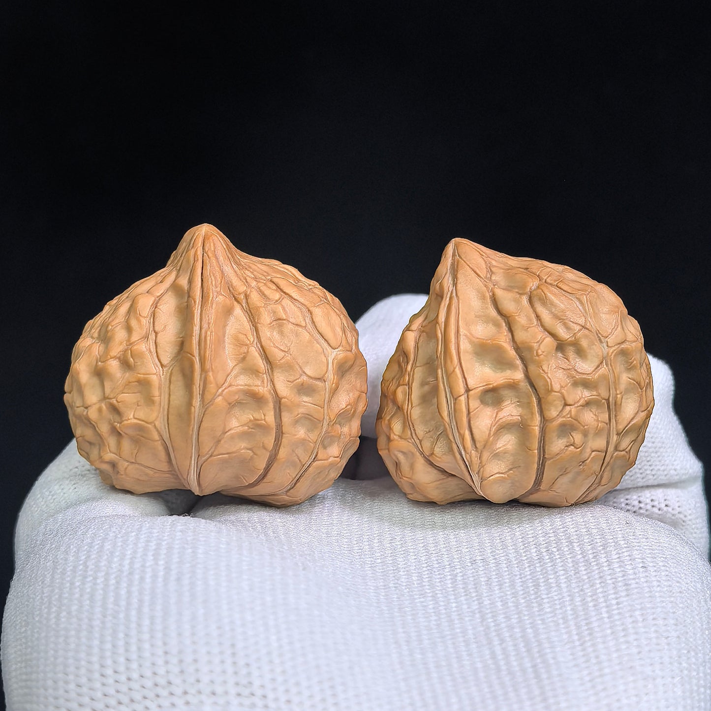 "Tortoise-Shell Half-Wall Turtle-Back" (Gui Jia Wen Ban Bi Gui Bei) Scholar Walnuts Pair | Same-Fruit Biological Twin Pair | 30.0mm x 36.0mm | Collector Grade E | Stock ID: GJWGB-SY1B3