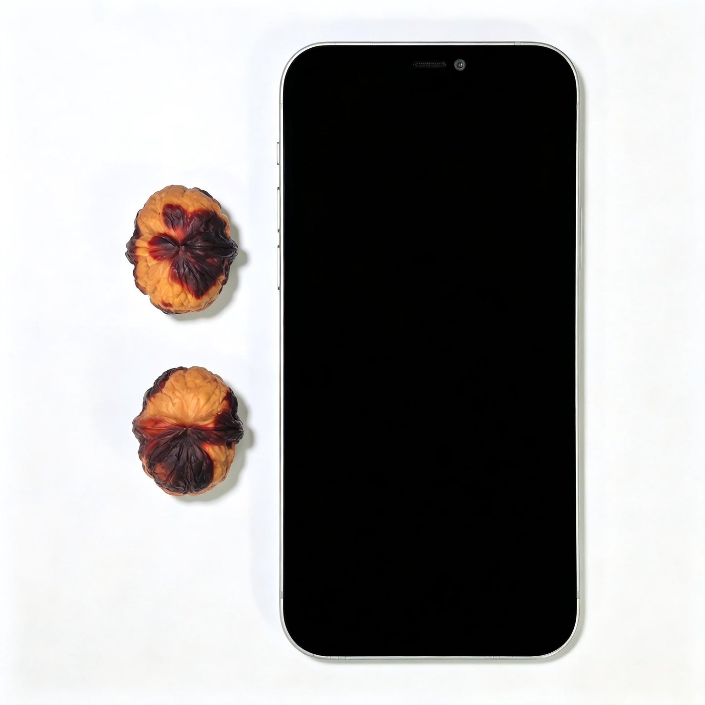 "Earth-Muffled Rainbow Little Flat-Top Toad" (Qi Cai Xiao Ping Tou Chan Di Men) Scholar Walnuts Pair | 25.0mm x 30.0mm | Miniature Pocket Format (Shou Nian) | Stock ID: QCCDM-101SY