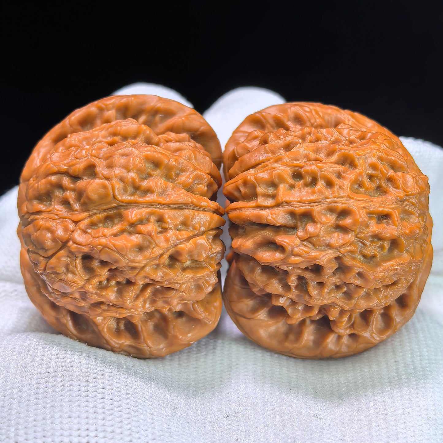 Premium Xue Qi Lin Wenwan Walnuts 45x42mm - Pair #XQL-1301C - Blood Kylin Lion Head Hand Exerciser - Heavy Scale Texture Fidget Toy