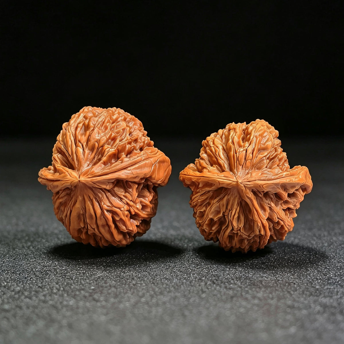 "Bai Shi Zi Xiao Niu Jiao" BSJ-CG1A0E Collector Lineage Wenwan Walnuts Pair | 41.0mm x 44.0mm | Stock ID: BSJ-CG1A0E - ThePatinaProject