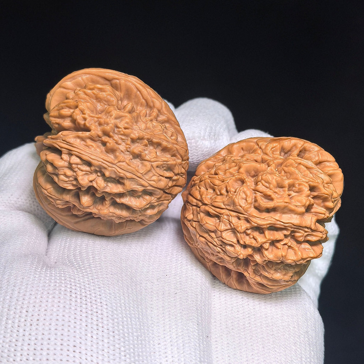 "Blizzard Heavenly Crippled Foot" BaoXue TianCanJiao BX-CG1B0E Wenwan Walnuts Collector Pair | 42.0mm x 43.0mm | Stock ID: BX-CG1B0E - ThePatinaProject