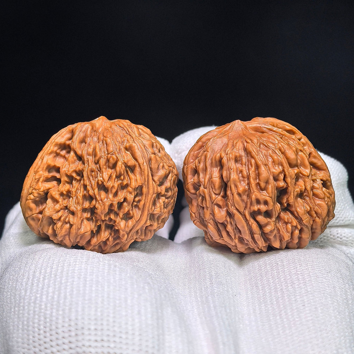 "Blizzard Single Rib" BaoXue YiGenJin BXYGJ-CG1B4E Wenwan Walnuts Collector Pair | 39.0mm x 34.0mm | Stock ID: BXYGJ-CG1B4E - ThePatinaProject