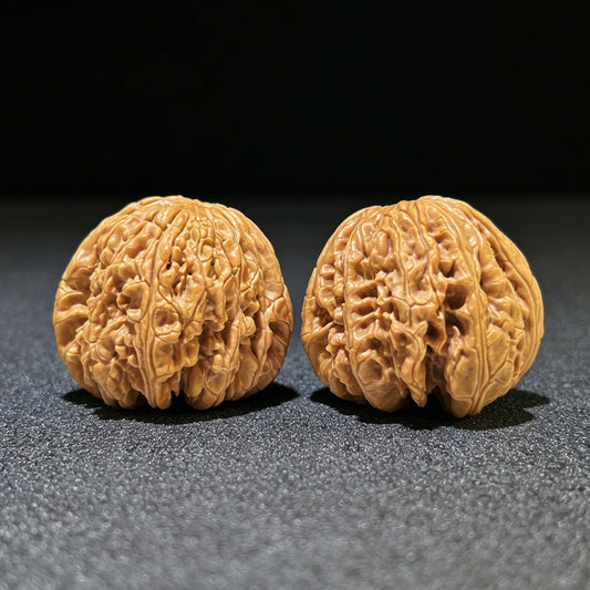 Blizzard Wenwan Walnuts (BX-1103) - Perfectly Paired 42mm x 40mm Antique Culinary Heirlooms, High-Density Wild Mountain Walnut Collection, Zen Meditation Art Gift - ThePatinaProject