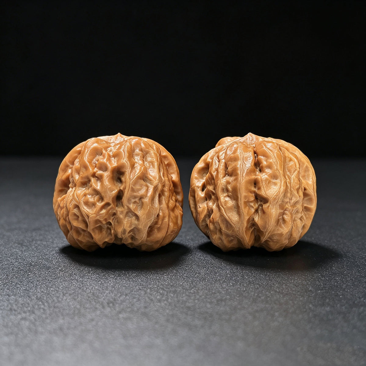 Broad-Bodied Deep-Textured Toad Head Wenwan Walnut Pair — 36.0mm x 41.0mm | HMT-1504C - ThePatinaProject