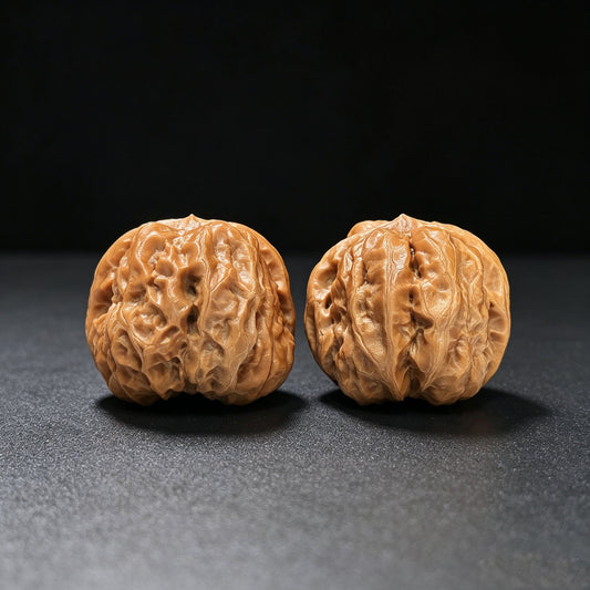 Broad-Bodied Deep-Textured Toad Head Wenwan Walnut Pair — 36.0mm x 41.0mm | HMT-1504C - ThePatinaProject