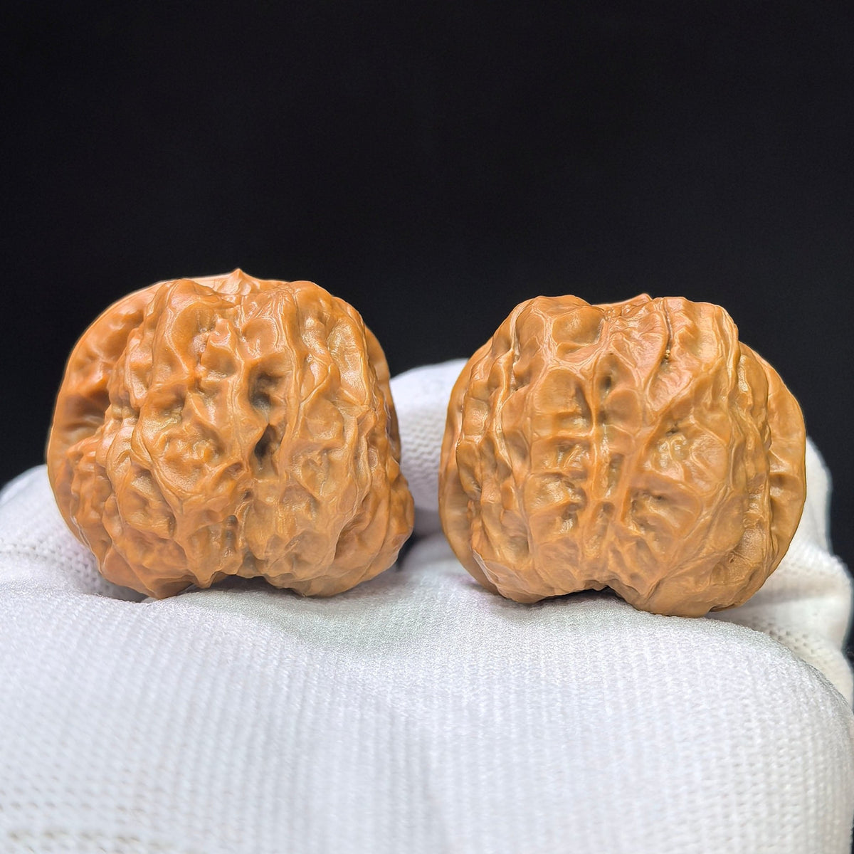 Broad-Bodied Deep-Textured Toad Head Wenwan Walnut Pair — 36.0mm x 41.0mm | HMT-1504C - ThePatinaProject