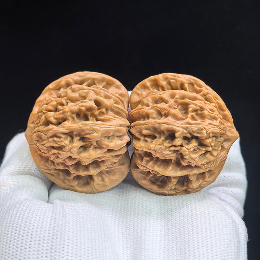 Broad-Crowned Deep-Textured Xiayunling Wenwan Walnut Pair — 45.0mm x 42.0mm | XYL-17C0C - ThePatinaProject
