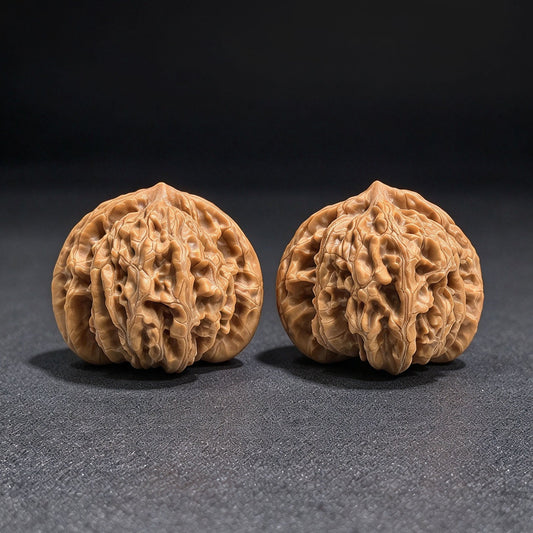 Broad-Crowned Deep-Textured Xiayunling Wenwan Walnut Pair — 45.0mm x 42.0mm | XYL-17C0C - ThePatinaProject