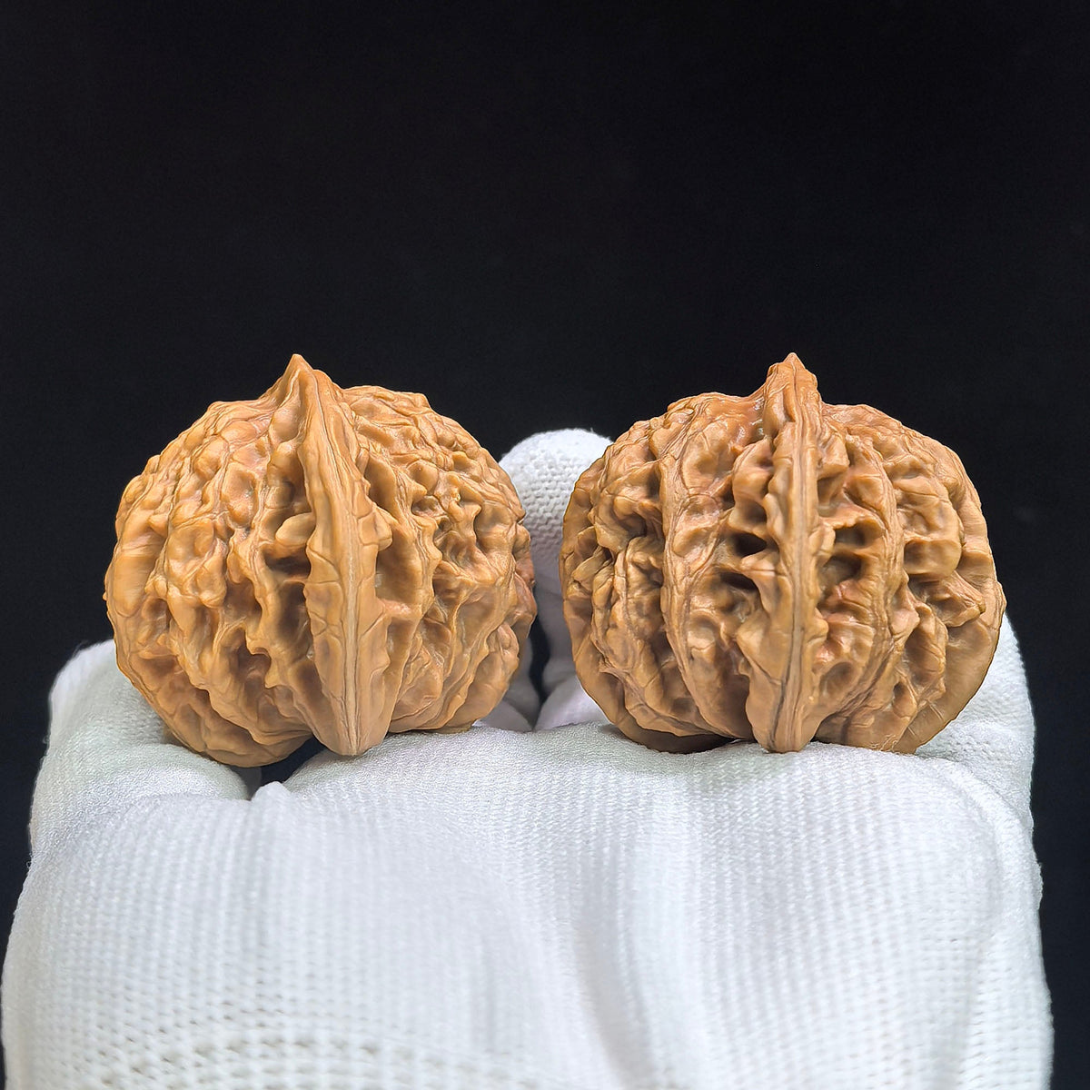 Broad-Crowned Deep-Textured Xiayunling Wenwan Walnut Pair — 45.0mm x 42.0mm | XYL-17C0C - ThePatinaProject
