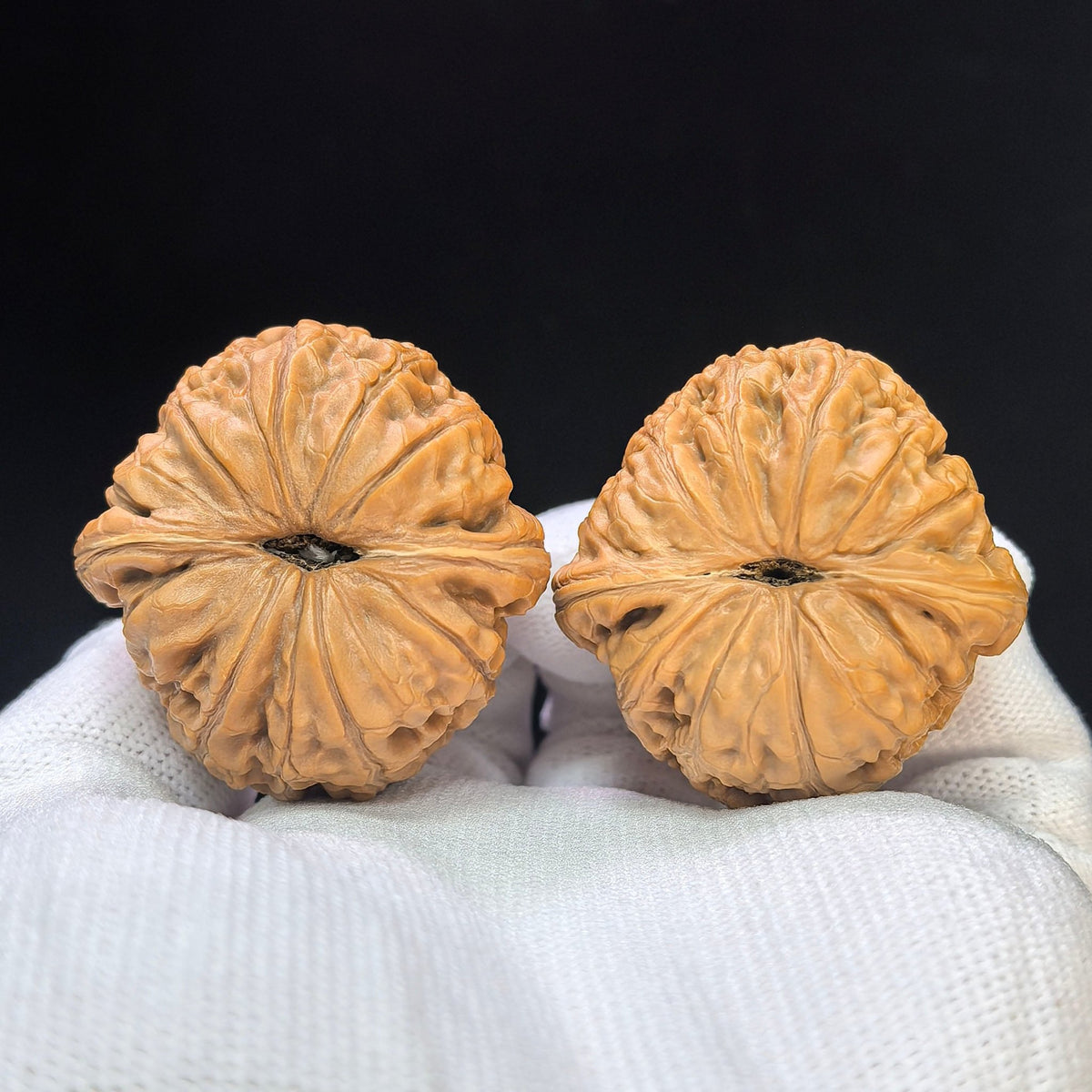 Broad-Rimmed Rounded Pinggu Yuanbao Wenwan Walnut Pair — 38.0mm x 39.0mm | PGYB-1504C - ThePatinaProject
