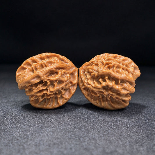 Cao Dalong Tiancanjiao Wenwan Walnuts Pair | Broad-Winged Sculptural Form | 38.0mm × 39.0mm | LDTC-C1D6E - ThePatinaProject