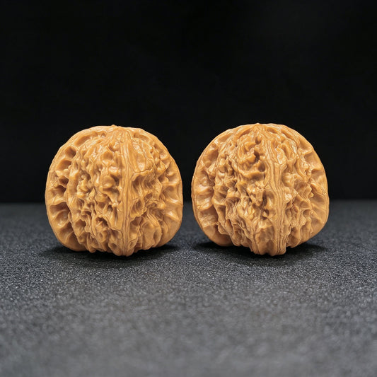 "Classic White Lion" Baishizi Low-Profile Wenwan Walnuts Pair | 39.0mm x 39.0mm | BSJ-1504C - ThePatinaProject