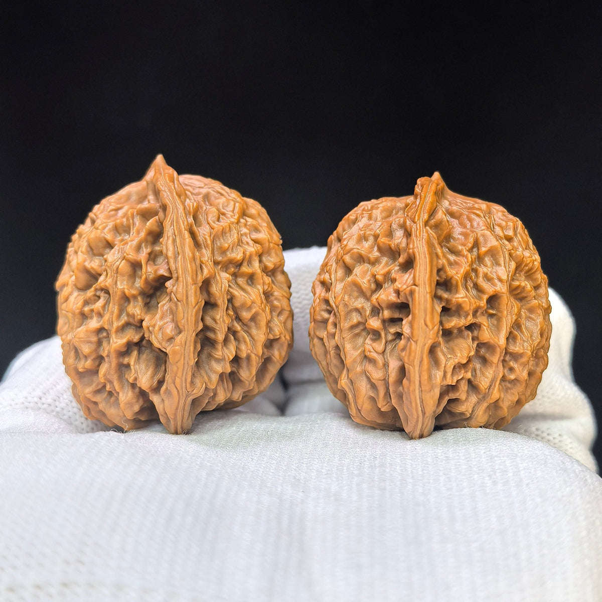 “Coiled Dragon Pattern” Panlong Wenwan Walnut Pair | Broad Low-Profile Form | 43.0mm × 34.0mm | PLW-1103 - ThePatinaProject