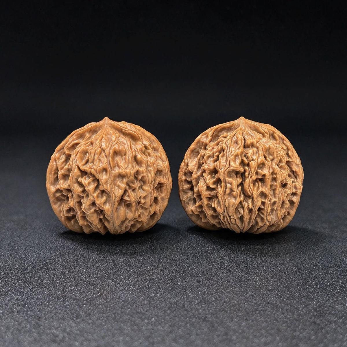“Coiled Dragon Pattern” Panlong Wenwan Walnut Pair | Broad Low-Profile Form | 43.0mm × 34.0mm | PLW-1103 - ThePatinaProject