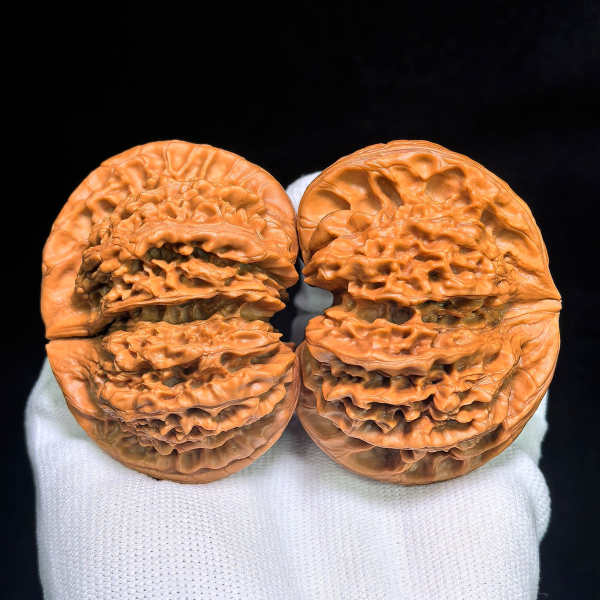 Collector Grade Qilin-Pattern Conjoined Scholar Walnut Pair — 62.0mm x 51.0mm | QLWLT-CWA4E - ThePatinaProject