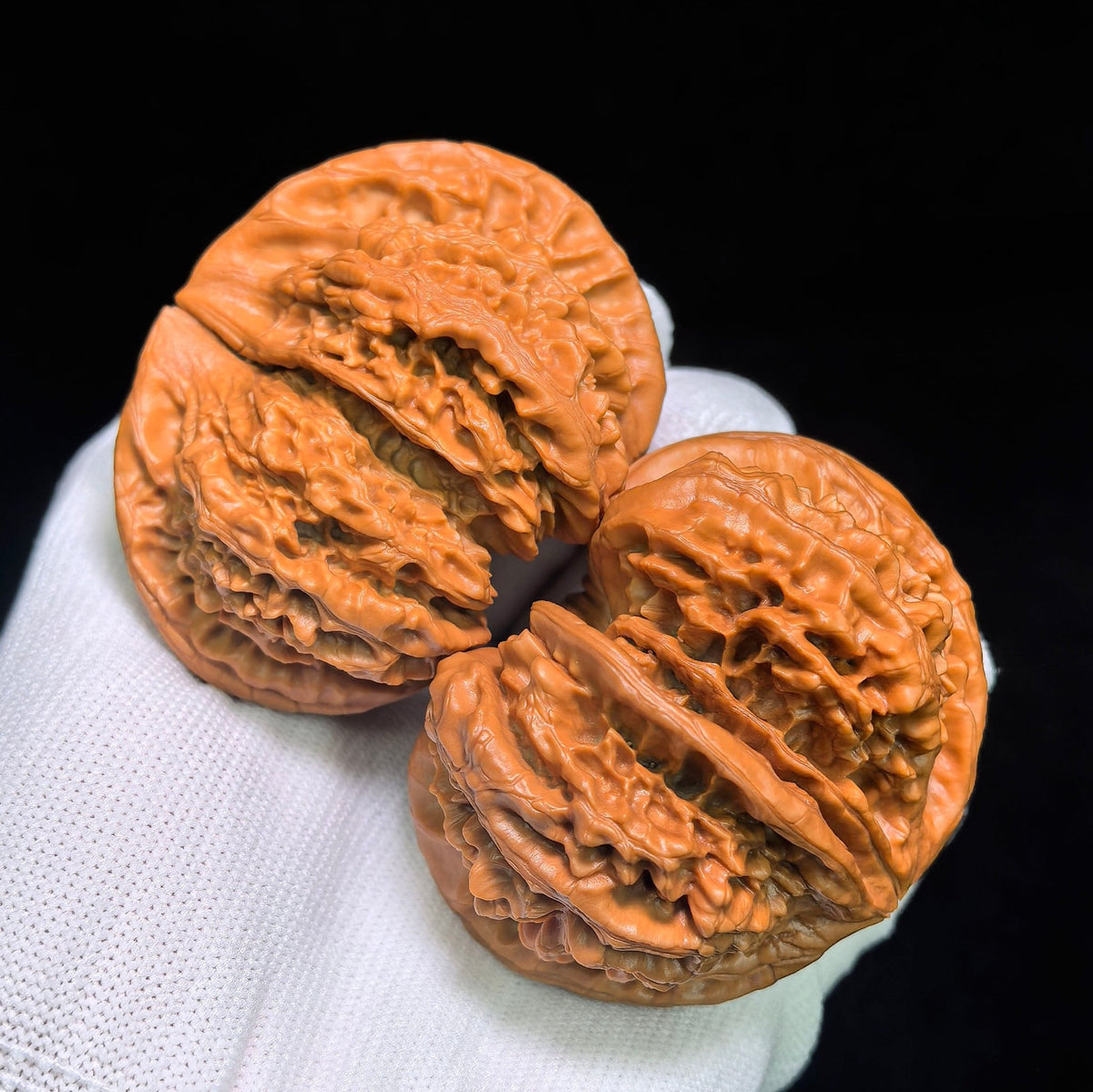 Collector Grade Qilin-Pattern Conjoined Scholar Walnut Pair — 62.0mm x 51.0mm | QLWLT-CWA4E - ThePatinaProject