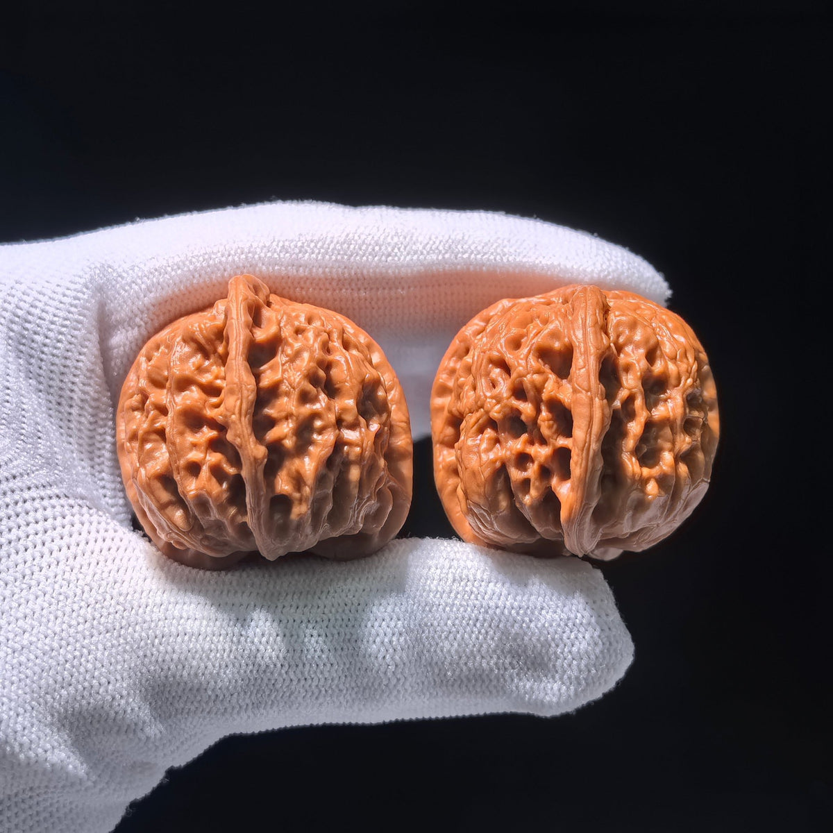 Collector-Grade "Yuhua Stone" (Rain Flower) Trident Three-Ridge Pair | 34.0mm x 35.0mm | YHSSN-1201E - ThePatinaProject