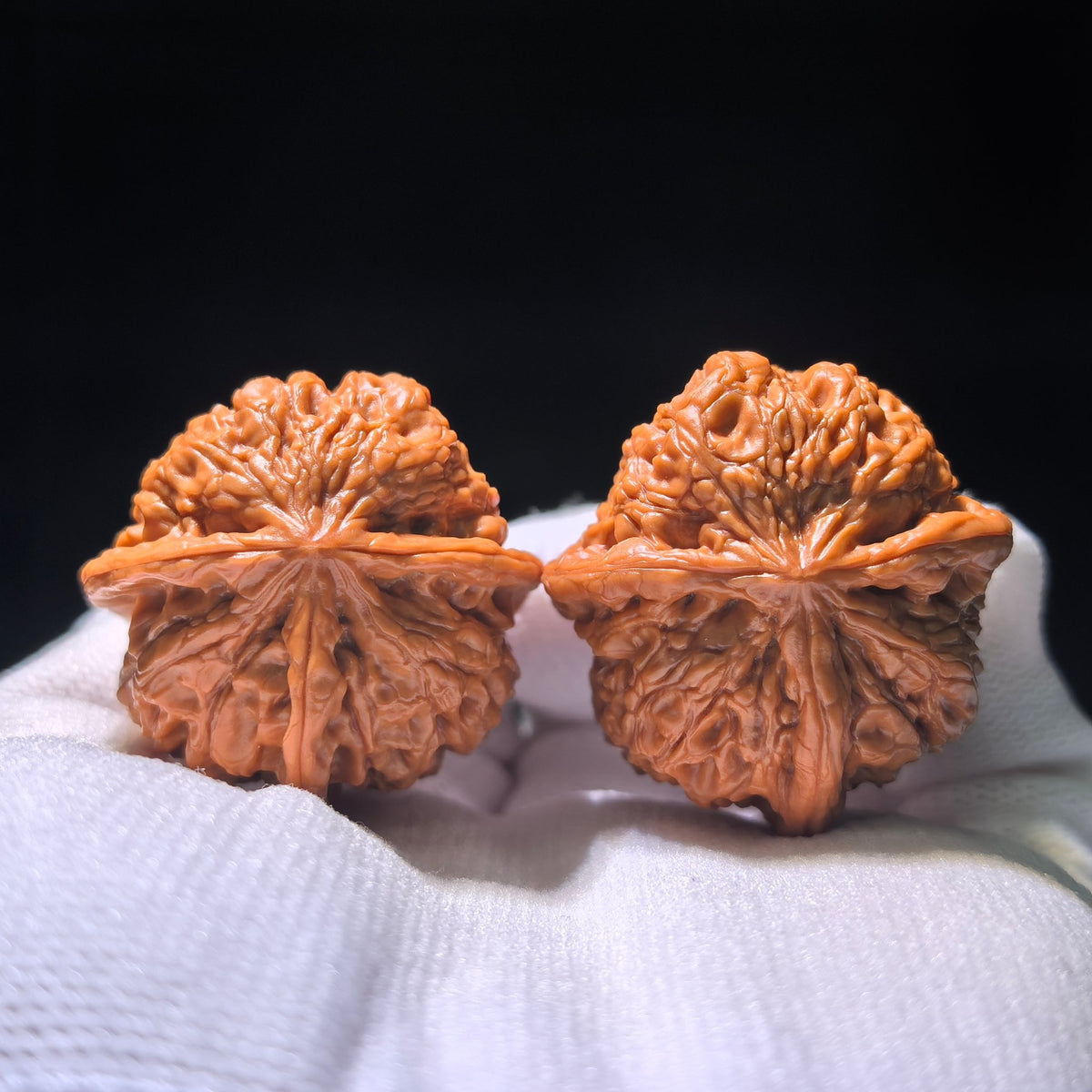 Collector-Grade "Yuhua Stone" (Rain Flower) Trident Three-Ridge Pair | 34.0mm x 35.0mm | YHSSN-1201E - ThePatinaProject