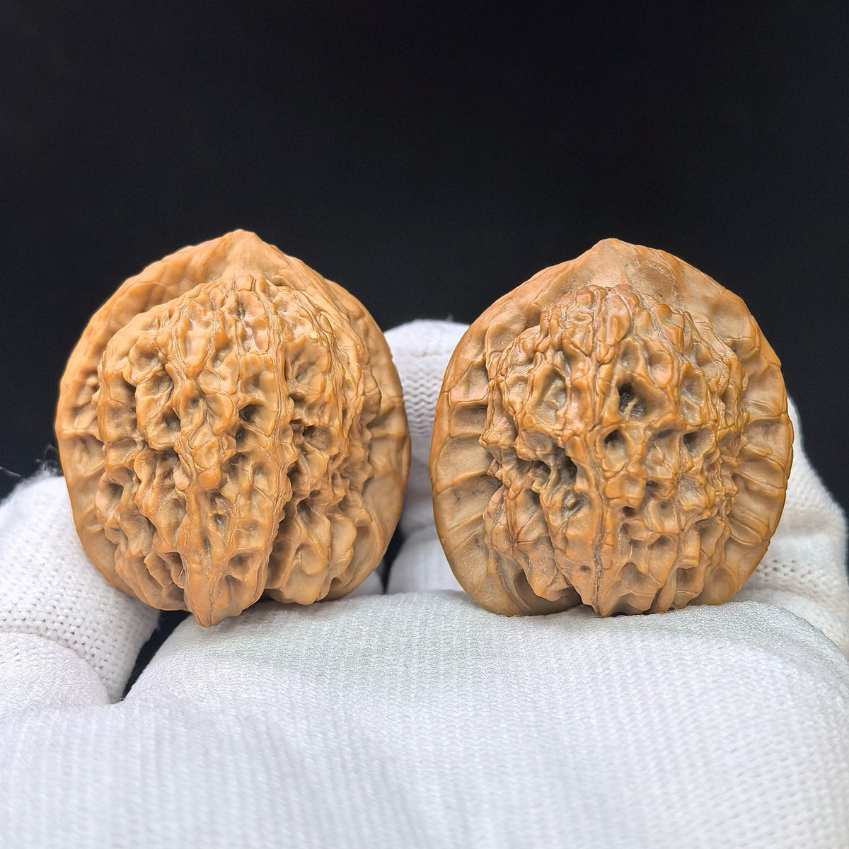 Compact Deep-Textured Ma Laosi Wenwan Walnut Pair — 37.0mm x 38.0mm | MLS-SY1F8 - ThePatinaProject