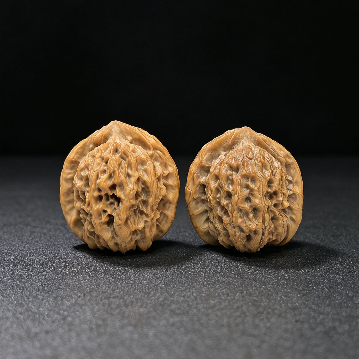 Compact Deep-Textured Ma Laosi Wenwan Walnut Pair — 37.0mm x 38.0mm | MLS-SY1F8 - ThePatinaProject