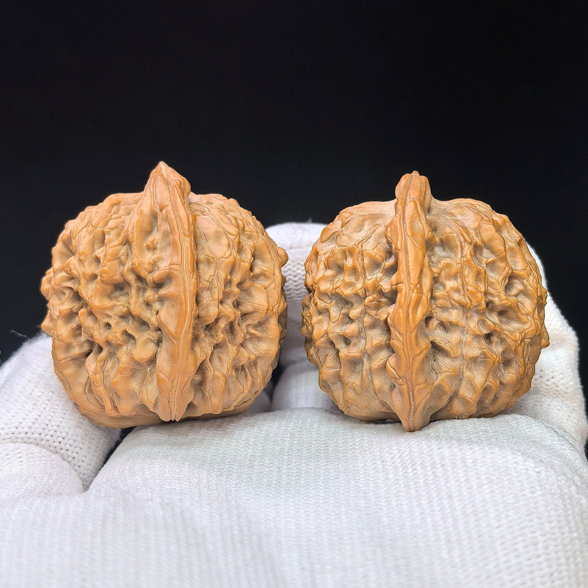 Compact Deep-Textured Ma Laosi Wenwan Walnut Pair — 37.0mm x 38.0mm | MLS-SY1F8 - ThePatinaProject