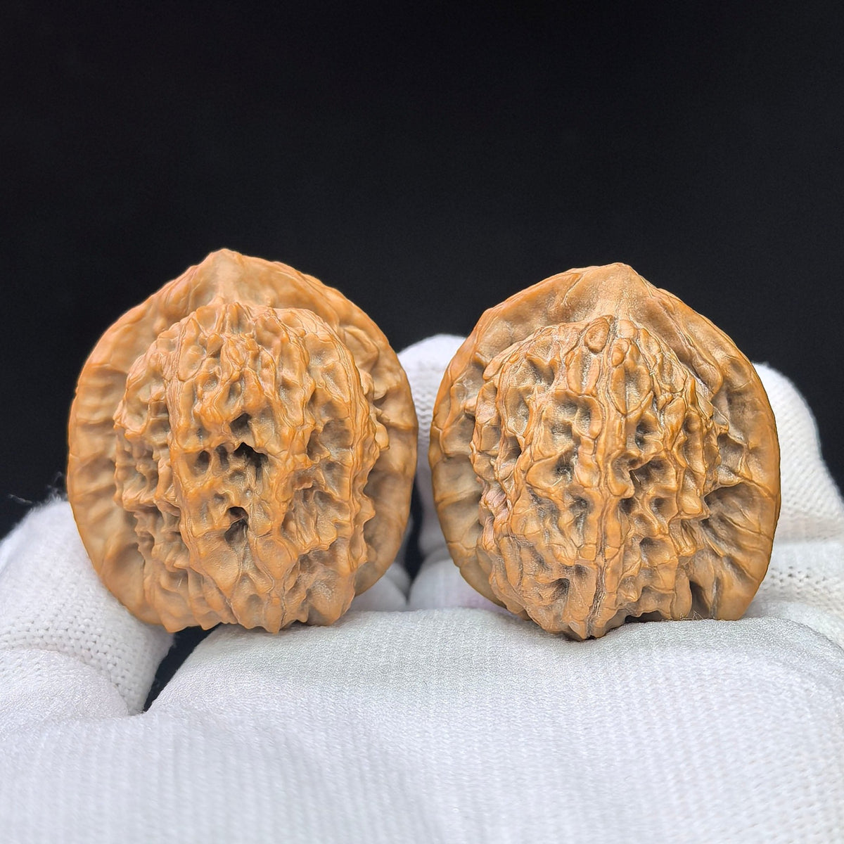 Compact Deep-Textured Ma Laosi Wenwan Walnut Pair — 37.0mm x 38.0mm | MLS-SY1F8 - ThePatinaProject