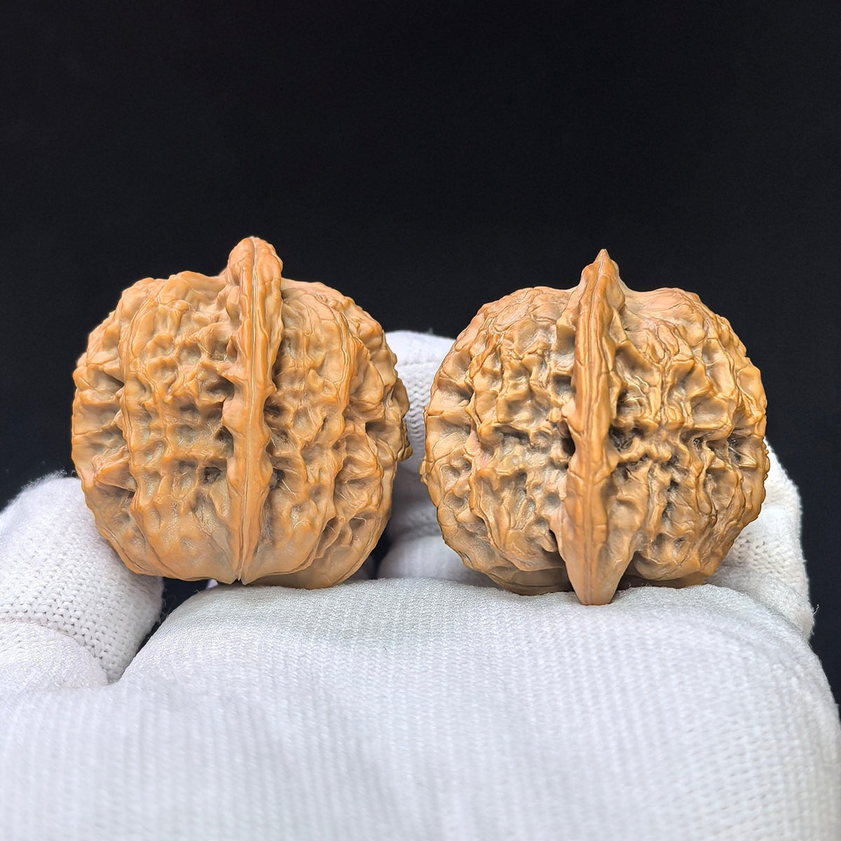 Compact Deep-Textured Ma Laosi Wenwan Walnut Pair — 37.0mm x 38.0mm | MLS-SY1F8 - ThePatinaProject